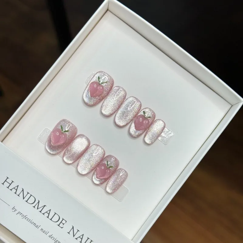 10Pcs Pink 3D Peach Handmade Oval Nails Summer Fruit with Cat Eye Effect False Nails for Fresh Girls Summer Daily Wear Art Tips
10Pcs Pink 3D Peach Handmade Oval Nails Summer Fruit with Cat Eye Effect False Nails for Fresh Girls Summer Daily Wear Art Tips