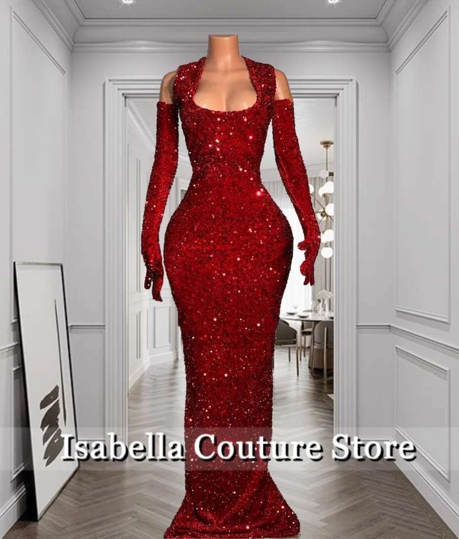 Sparkly Red Sequins Long Mermaid Prom Dresses Bead Robe Evening Dress Birthday Party Dress 2024 With Gloves Customized
Sparkly Red Sequins Long Mermaid Prom Dresses Bead Robe Evening Dress Birthday Party Dress 2024 With Gloves Customized