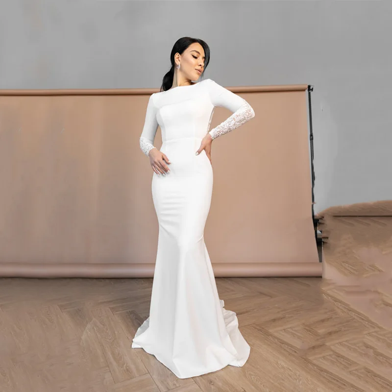 Elegant Satin Mermaid Women Wedding Dresses Lace Court Train Bridal Gowns Formal Vestido De Noiva robe de mariée
Elegant Satin Mermaid Women Wedding Dresses Lace Court Train Bridal Gowns Formal Vestido De Noiva robe de mariée