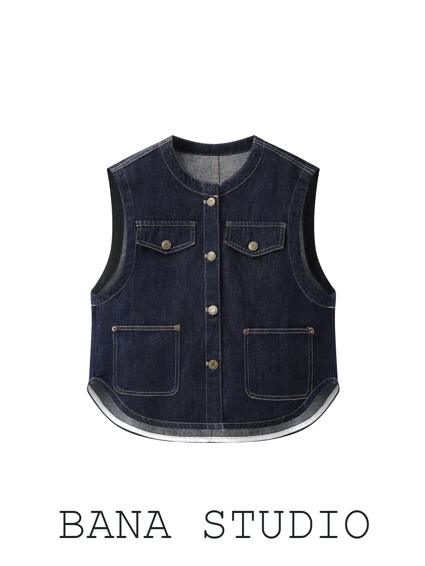 BANA Commuter Style Women's Denim Vest round Neck Pocket Design Short Length Color Single Button Closure Outerwear
BANA Commuter Style Women's Denim Vest round Neck Pocket Design Short Length Color Single Button Closure Outerwear