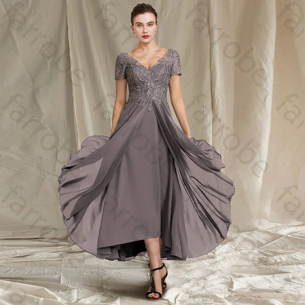 Customized Gray Chiffon Mother Of The Bride Dresses V Neck Lace Applique A Line Tea Length Classic Gowns Women For Wedding Party
Customized Gray Chiffon Mother Of The Bride Dresses V Neck Lace Applique A Line Tea Length Classic Gowns Women For Wedding Party