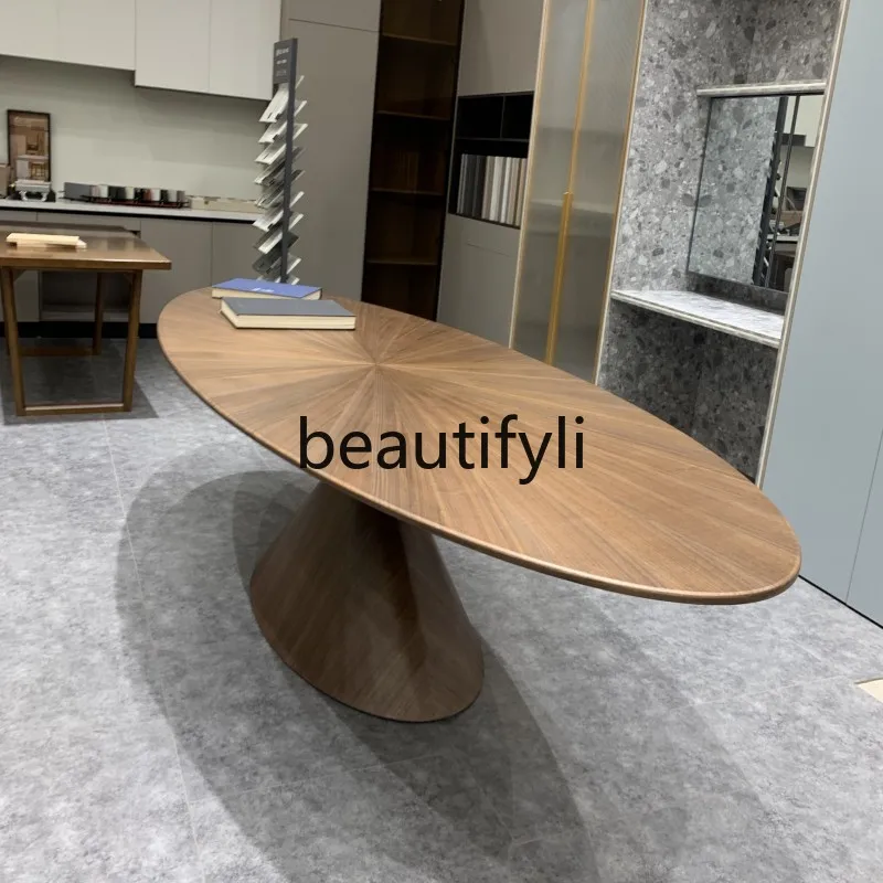 Oval Italian balance all solid wood special-shaped minimalist tea table 
Oval Italian balance all solid wood special-shaped minimalist tea table