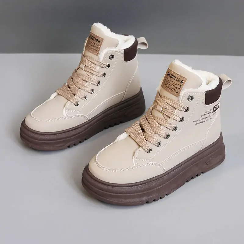 Luxury Women's Sneakers High Top Boots 2025 Winter Women Plush Warm Cotton Shoes Platform Ladies Shoes Lace Up Increased Boots
Luxury Women's Sneakers High Top Boots 2025 Winter Women Plush Warm Cotton Shoes Platform Ladies Shoes Lace Up Increased Boots
