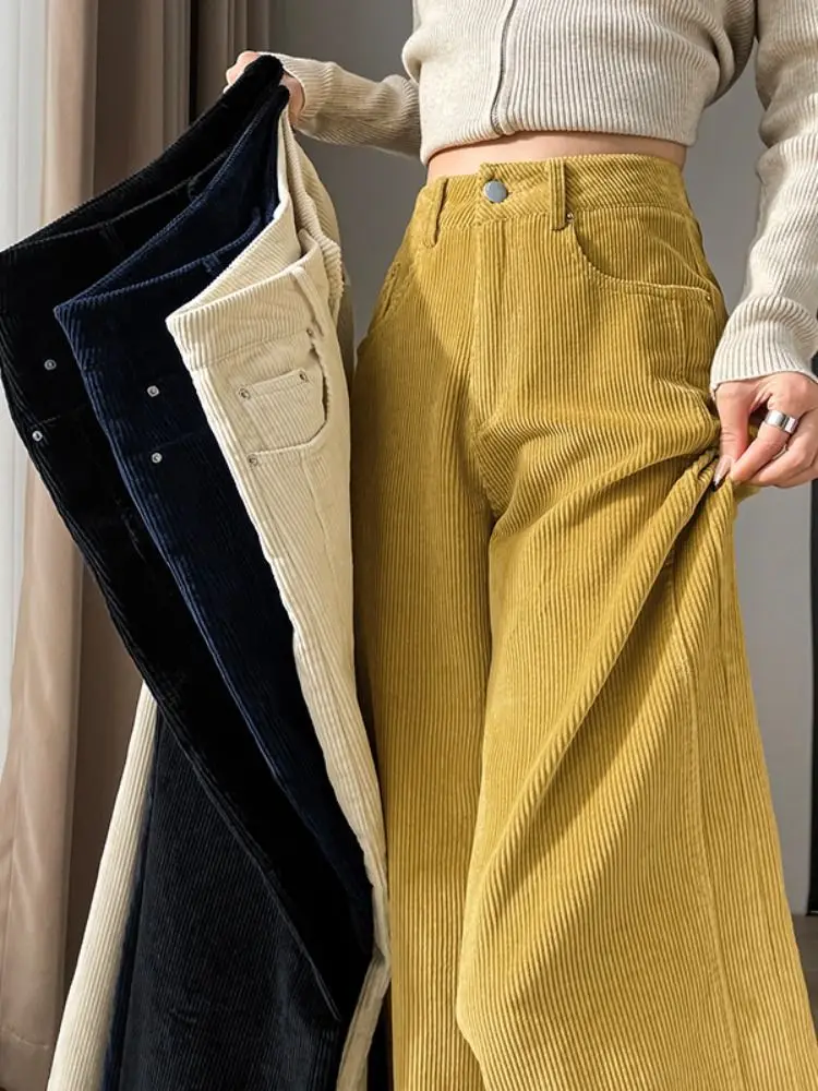 Retro Corduroy Wide Leg Pants High Waist Loose Fit Thiened Casual Floor Length Trousers for Women Autumn Winter Faion
Retro Corduroy Wide Leg Pants High Waist Loose Fit Thiened Casual Floor Length Trousers for Women Autumn Winter Faion