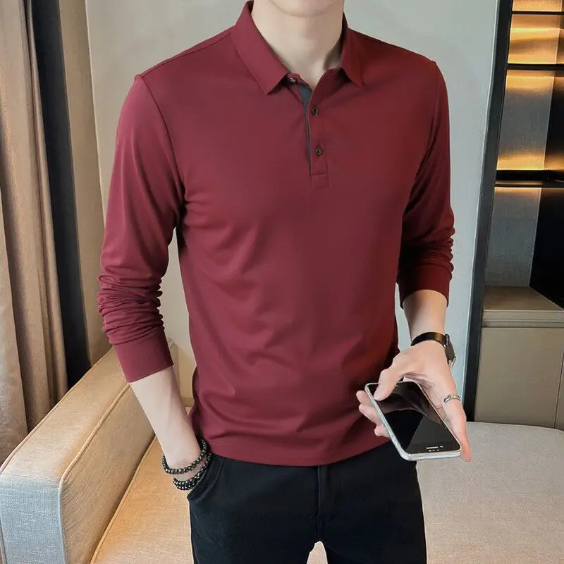 Business Casual Spliced T-shirts Men's Clothing Polo-Neck Fashion Button Spring Autumn Contrasting Colors All-match Polo Shirts
Business Casual Spliced T-shirts Men's Clothing Polo-Neck Fashion Button Spring Autumn Contrasting Colors All-match Polo Shirts
