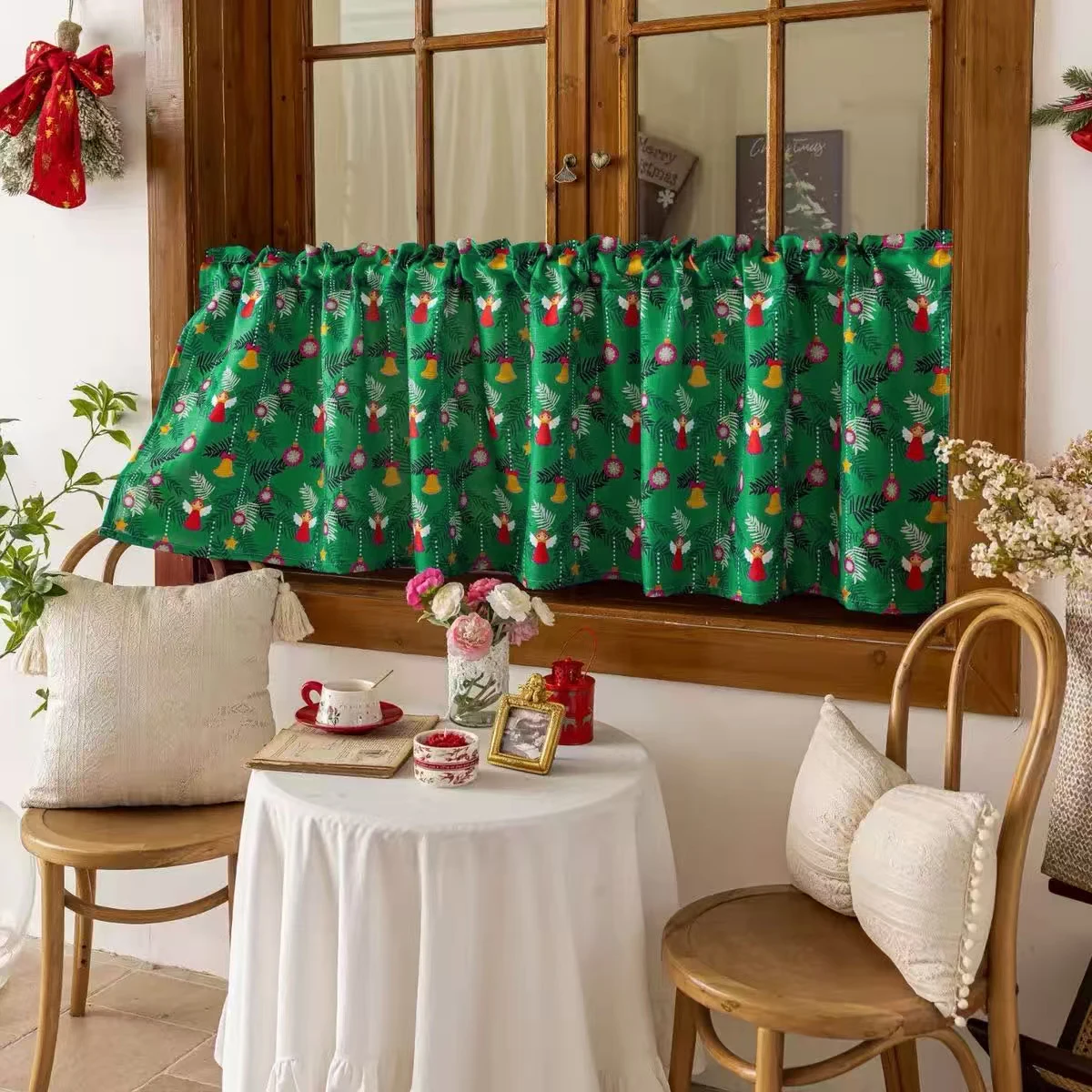 1pc Christmas Green Angel Bell Pattern Valance Curtain Festive Window Decor for Holiday Kitchen Dining Room
1pc Christmas Green Angel Bell Pattern Valance Curtain Festive Window Decor for Holiday Kitchen Dining Room