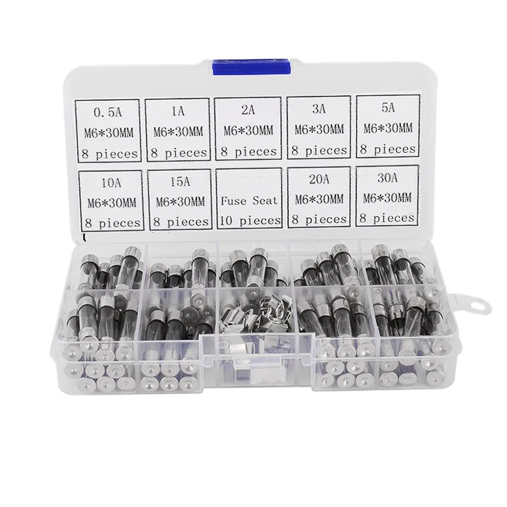 72pcs 6*30Mm Glass Tube Assorted Kit Car Fuse 0.5A-30A Amp Set 10 Values Hard Plastic Box Circuit Fuse
72pcs 6*30Mm Glass Tube Assorted Kit Car Fuse 0.5A-30A Amp Set 10 Values Hard Plastic Box Circuit Fuse