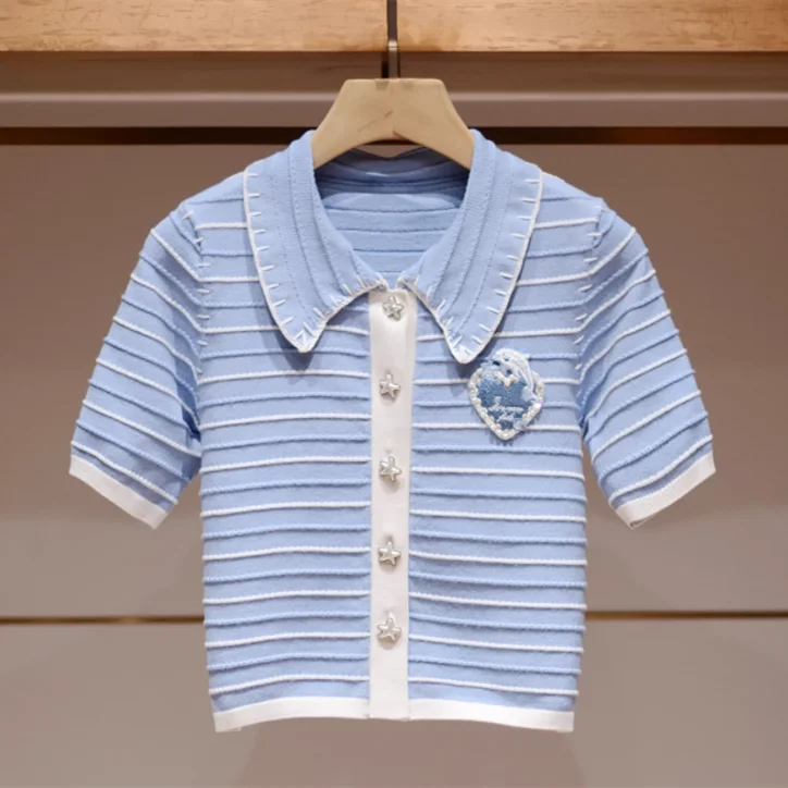 High-End Briti Sle Knitted Top Women's ort Sve Turn-down Collar Summer Faion Sweet Sle Length Cardigan
High-End Briti Sle Knitted Top Women's ort Sve Turn-down Collar Summer Faion Sweet Sle Length Cardigan