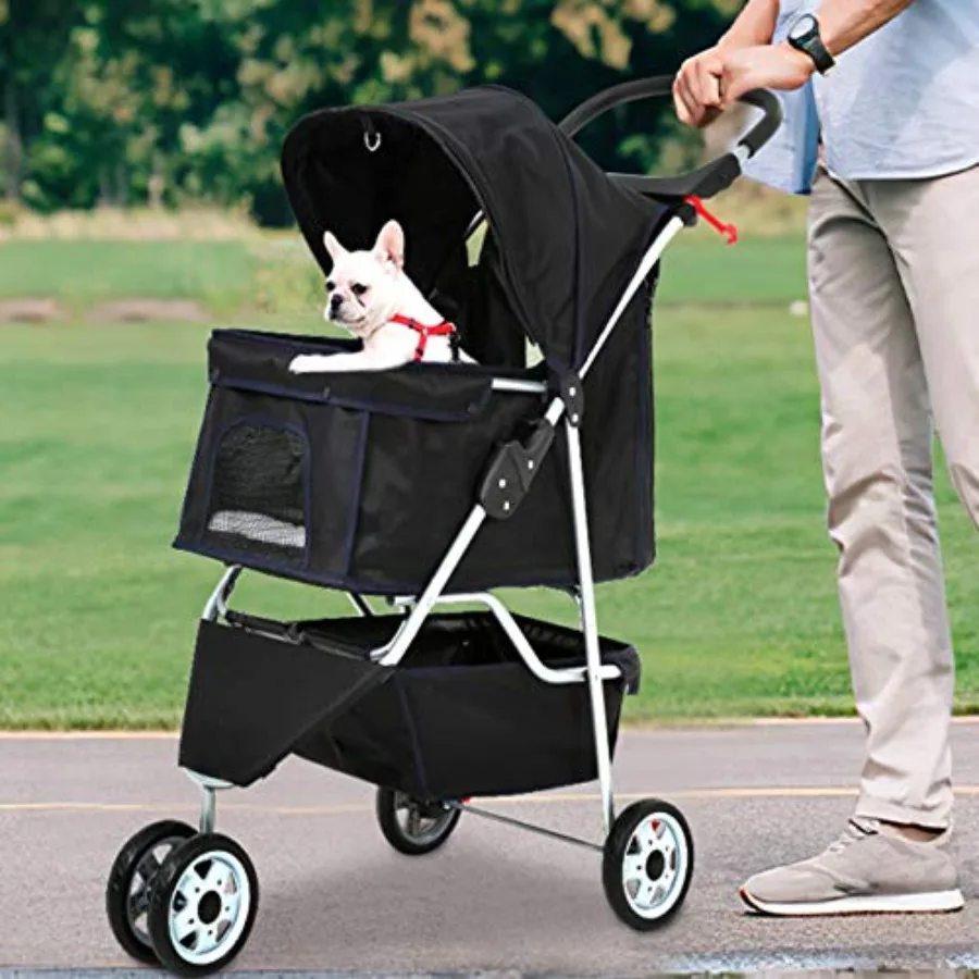 Pet stroller for jogging and travel, lightweight foldable black aluminum frame, large/small dog and cat carrier with 3 wheels,
Pet stroller for jogging and travel, lightweight foldable black aluminum frame, large/small dog and cat carrier with 3 wheels,