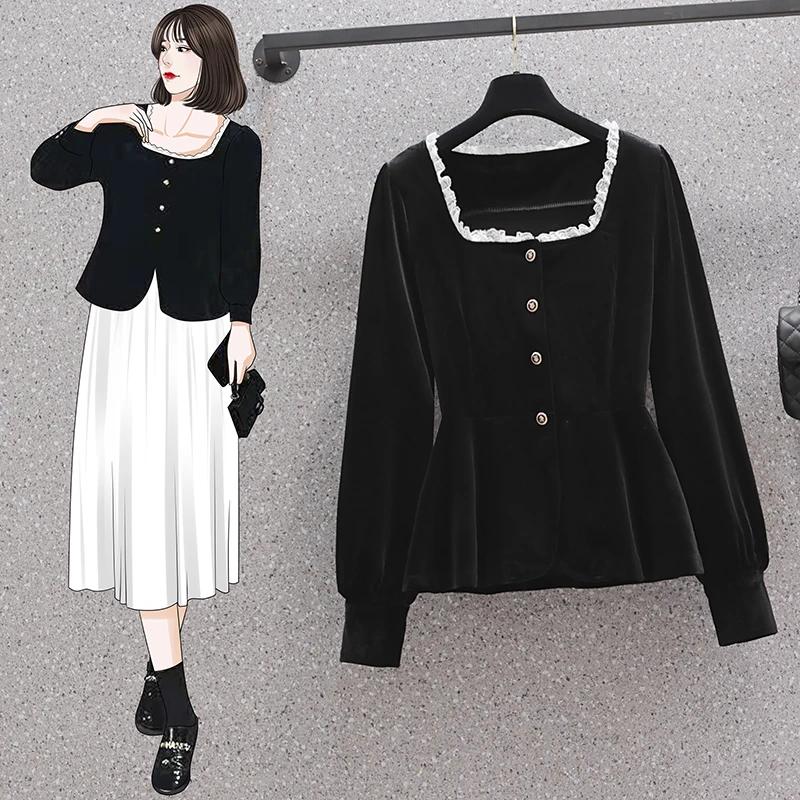 plus Size Women's Fashion Velvet Shirt Trendy Anti-Aging Korean Style Loose Fit Long Sleeve Button up Color Spring New
plus Size Women's Fashion Velvet Shirt Trendy Anti-Aging Korean Style Loose Fit Long Sleeve Button up Color Spring New