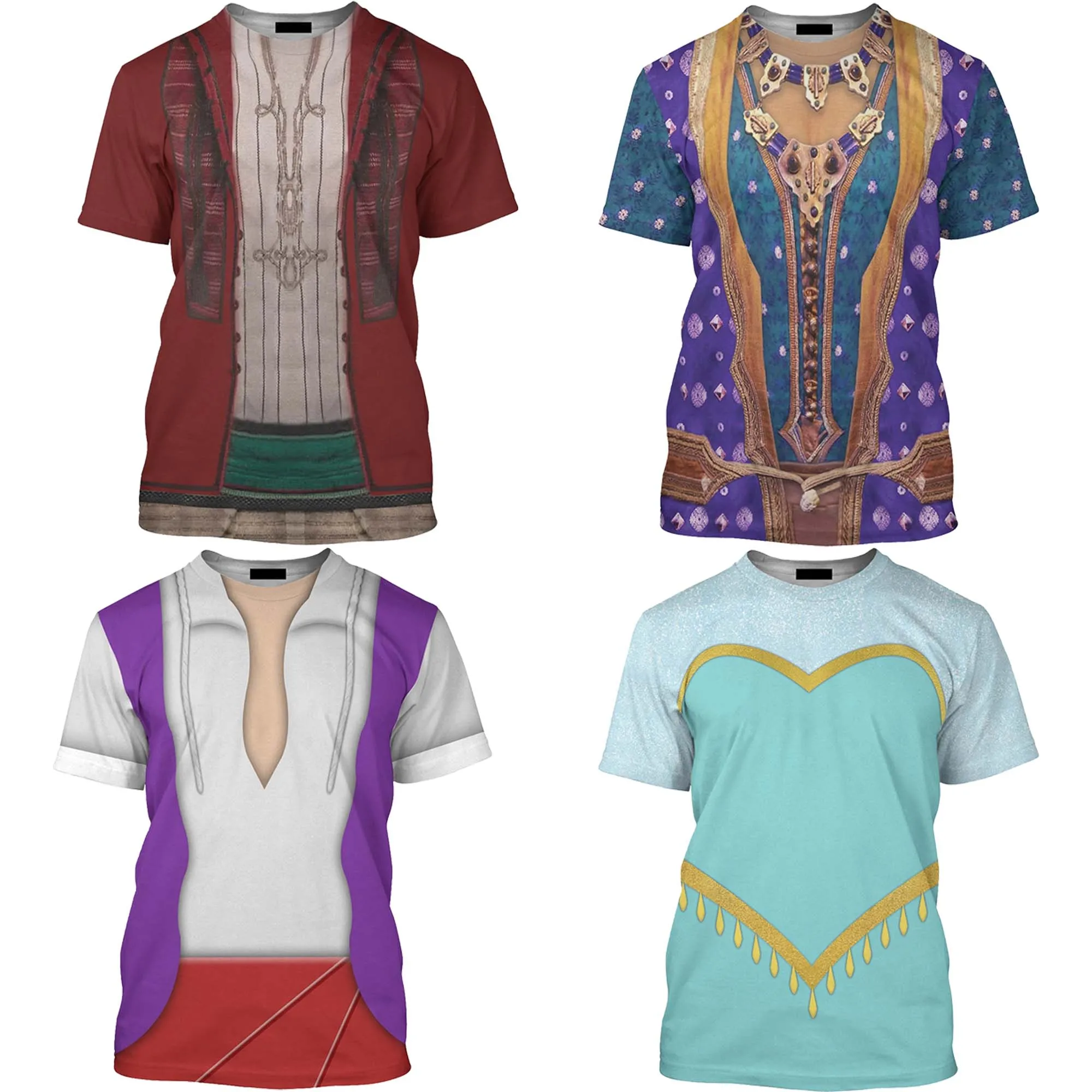 Disney Aladdin Live Action Costume T-shirt Genie Princess Jasmine Cosplay Costume Shirt for Men Women Halloween 3D Print Tee
Disney Aladdin Live Action Costume T-shirt Genie Princess Jasmine Cosplay Costume Shirt for Men Women Halloween 3D Print Tee