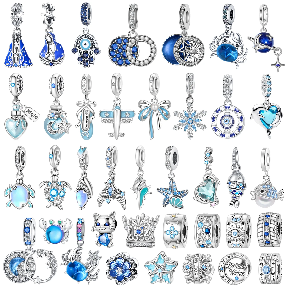 New Fashion 925 Sterling Silver Blue Turtle Crab Fish Star Rudder Bead Pendant fit Women's DIY Bracelet Necklace Jewelry Gift
New Fashion 925 Sterling Silver Blue Turtle Crab Fish Star Rudder Bead Pendant fit Women's DIY Bracelet Necklace Jewelry Gift