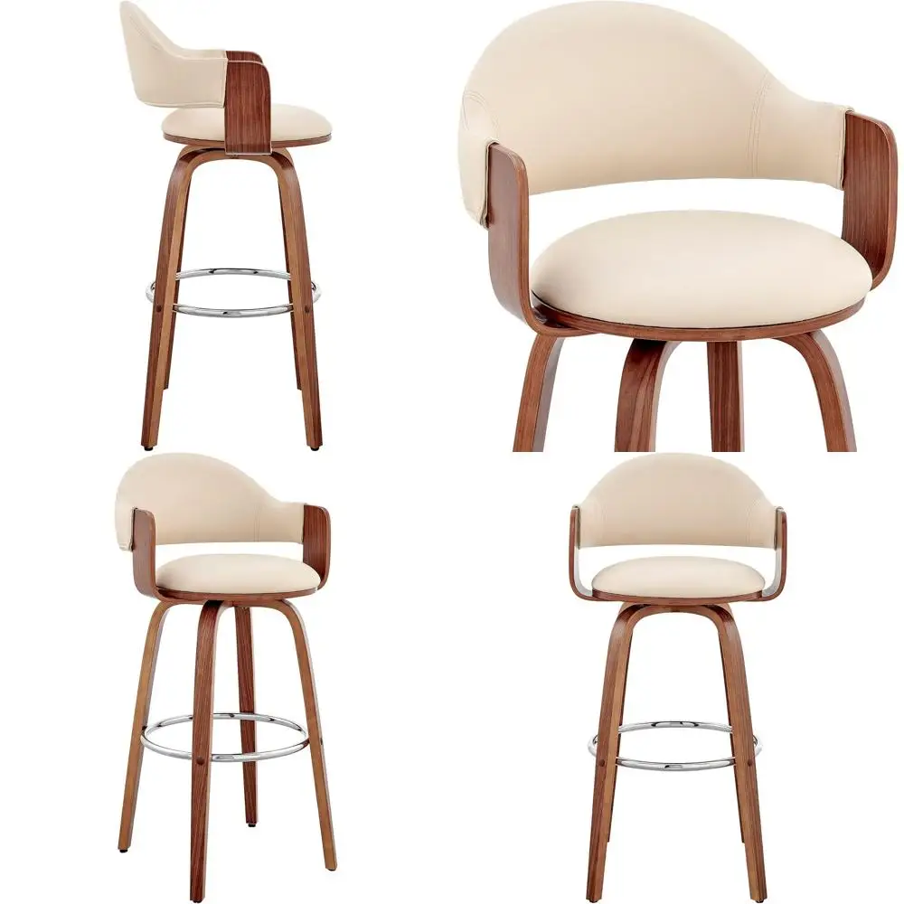 Swivel Bar Stool with Cream Leather Seat and Walnut Wood, 26 Counter Height
Swivel Bar Stool with Cream Leather Seat and Walnut Wood, 26 Counter Height