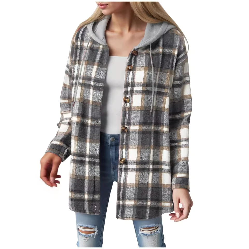 Women Fall Winter Plaid Plush Coat Patchwork Hooded Shirt With Pockets College s Long Sleeve Oversized Coat
Women Fall Winter Plaid Plush Coat Patchwork Hooded Shirt With Pockets College s Long Sleeve Oversized Coat