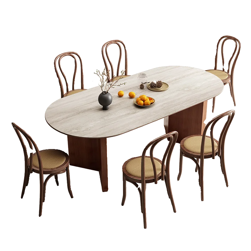Rock slab dining table oval, living room solid wood dining table, retro French home dining table
Rock slab dining table oval, living room solid wood dining table, retro French home dining table