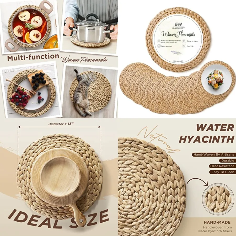 Sizes:2-3'' Woven Placemats Set of 0), Round Placemats Rattan, Wicker Water Hyacth Placemat, Round Braided Placemats Set, Heat
Sizes:2-3'' Woven Placemats Set of 0), Round Placemats Rattan, Wicker Water Hyacth Placemat, Round Braided Placemats Set, Heat
