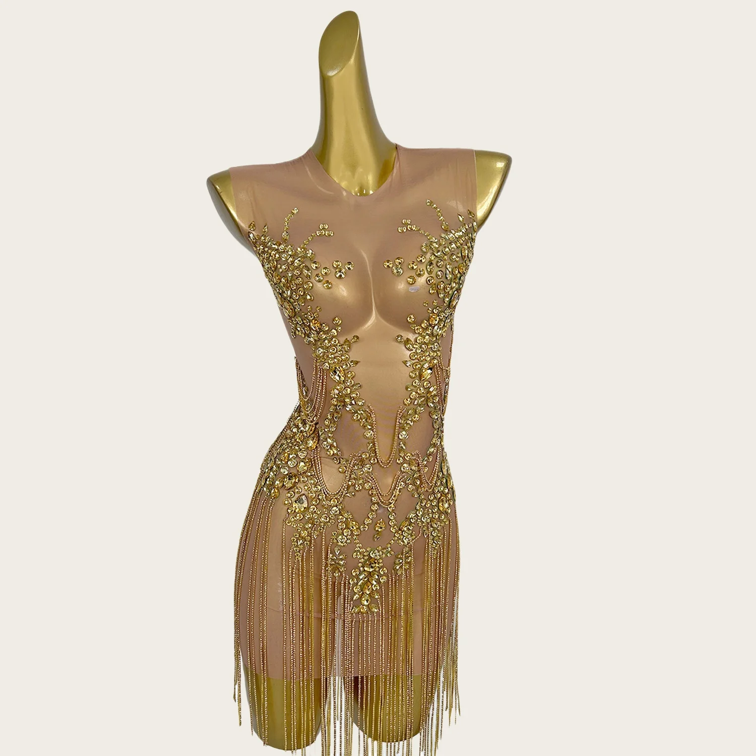 Classic Ultra Short Dress Sparkly Gold Crystals Tassel Mini Dress Birthday Celebrate Party Sexy Women Elegant Couture Zuanhua
Classic Ultra Short Dress Sparkly Gold Crystals Tassel Mini Dress Birthday Celebrate Party Sexy Women Elegant Couture Zuanhua