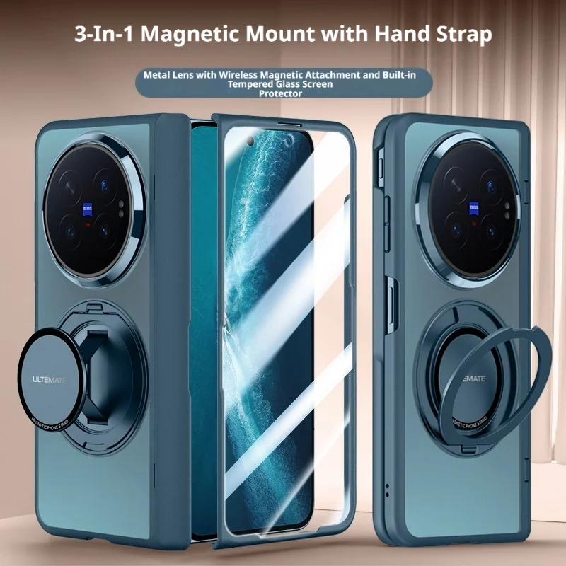 Luxury Matte Frosted Case For Vivo X Fold6 Fold 6 360° Rotating Magnetic Holder Hand Strap Metal Lens With Glass Screen Cover
Luxury Matte Frosted Case For Vivo X Fold6 Fold 6 360° Rotating Magnetic Holder Hand Strap Metal Lens With Glass Screen Cover