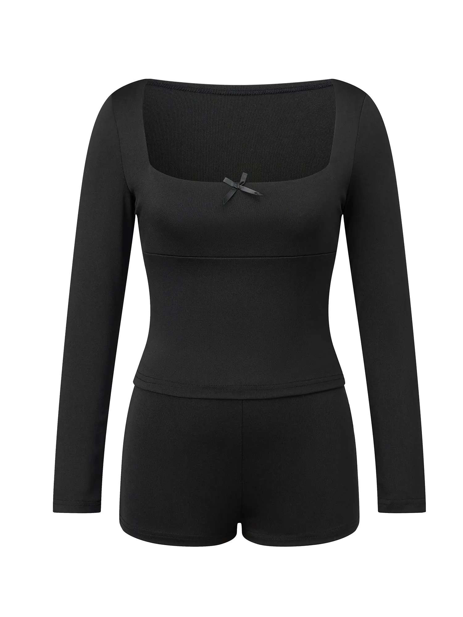 Женские шорты, однотонные топы с длинными рукавами и квадратным вырезом и бантом, шорты с эластичной резинкой на талии, комплект одежды из 2 предметов
Женские шорты, однотонные топы с длинными рукавами и квадратным вырезом и бантом, шорты с эластичной резинкой на талии, комплект одежды из 2 предметов