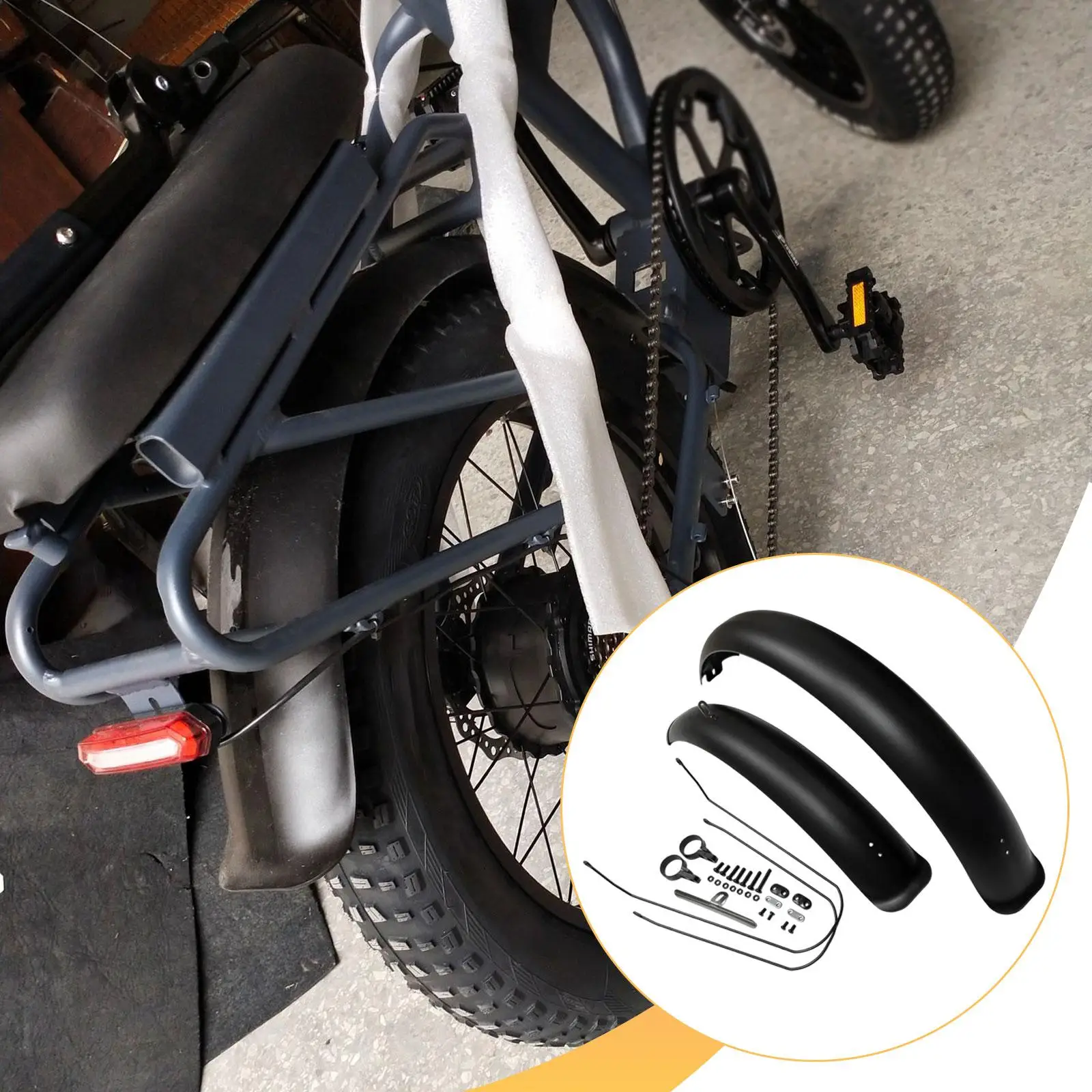 Fat Tire Bike Fender Easy Installation Mud Flap Mountain Bike Accessories for 26x4.0 Snow Bikes
Fat Tire Bike Fender Easy Installation Mud Flap Mountain Bike Accessories for 26x4.0 Snow Bikes