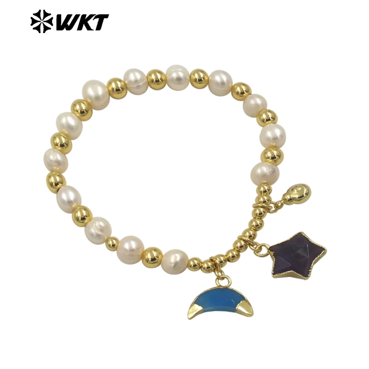 WT-MPB127 Wholesale Lovely Moon And Star Shape Stone Charms Pearl Beads Elastic Bracelet Girls Holiday Gift
WT-MPB127 Wholesale Lovely Moon And Star Shape Stone Charms Pearl Beads Elastic Bracelet Girls Holiday Gift