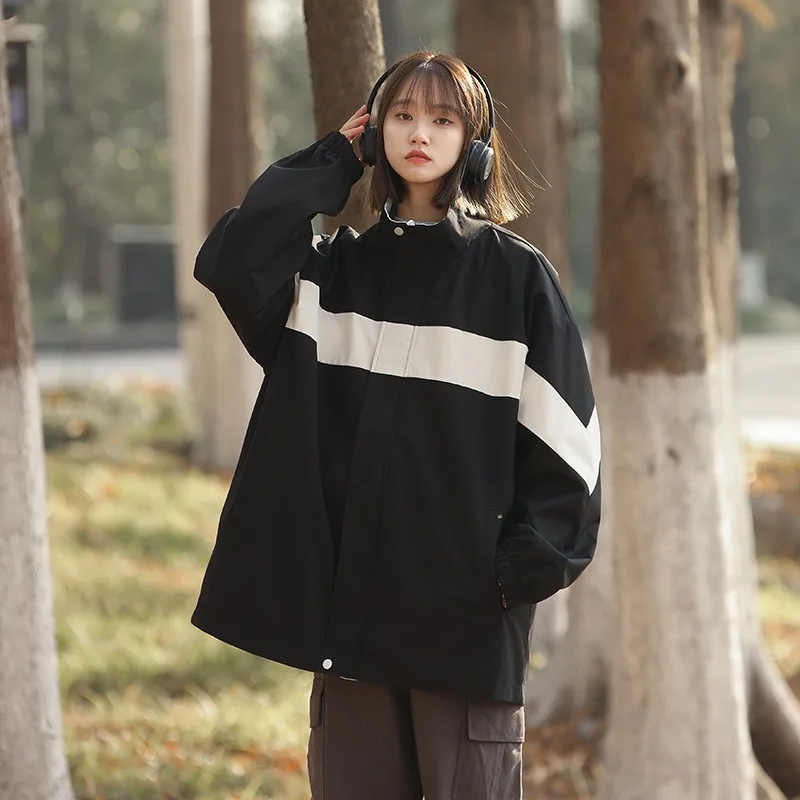 Reversible Jackets Women American Style Contrasting Color Loose Casual Stand Collar Couple All-match Autumn Coats Student Sporty
Reversible Jackets Women American Style Contrasting Color Loose Casual Stand Collar Couple All-match Autumn Coats Student Sporty