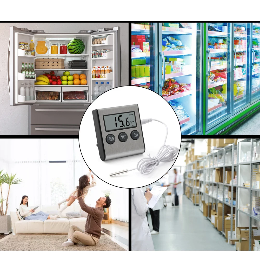 For Refrigerator Digital Thermometer with Audible Alarm Max Min Memory Room Fridge Mode Switch and Three Mounting Options
For Refrigerator Digital Thermometer with Audible Alarm Max Min Memory Room Fridge Mode Switch and Three Mounting Options