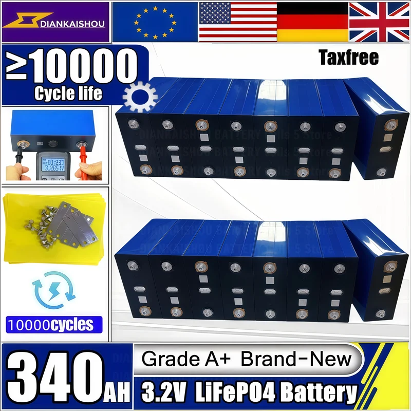 New A-grade electric vehicle ship solar system 340Ah LiFePO4 3.2V cells suitable for DIY 12V 24V 48V battery pack no tax
New A-grade electric vehicle ship solar system 340Ah LiFePO4 3.2V cells suitable for DIY 12V 24V 48V battery pack no tax