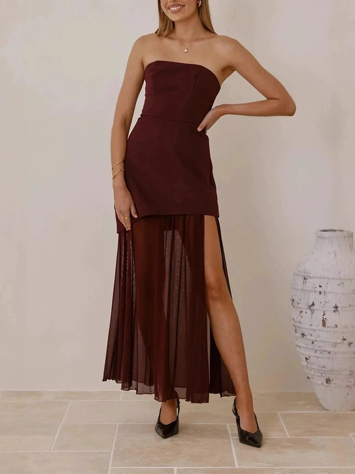 Sexy Women High Waist Commute A-line Dress Fashion Tube Tops Pure Color Slim Robes Elegant Off Shoulder Sleeveless Pleated Dress
Sexy Women High Waist Commute A-line Dress Fashion Tube Tops Pure Color Slim Robes Elegant Off Shoulder Sleeveless Pleated Dress