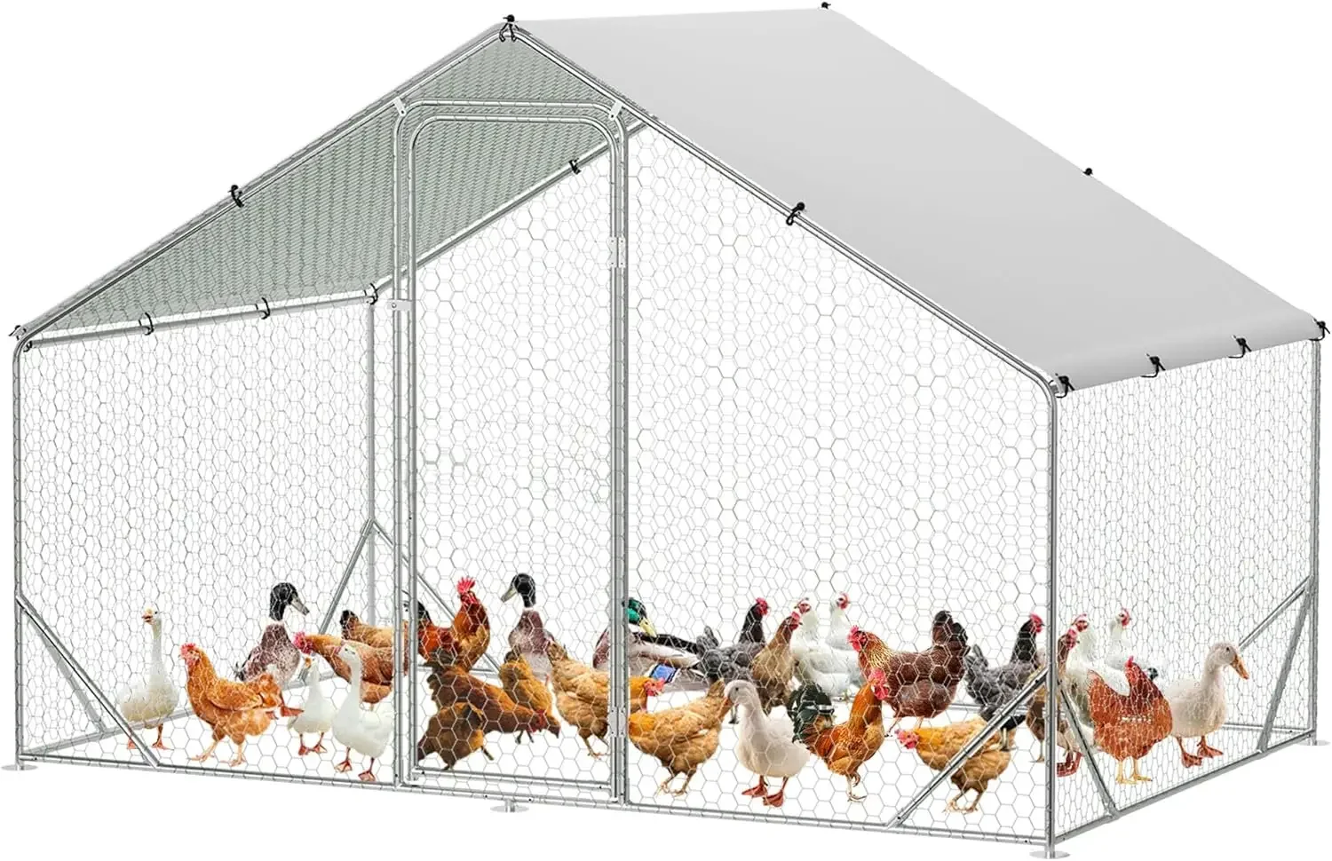 65ft Walk In Metal Chicken Coop Large Chicken Run Triangular Brackets Waterproof Anti UV Cover Poultry Cage Duck Goose Rabbit He
65ft Walk In Metal Chicken Coop Large Chicken Run Triangular Brackets Waterproof Anti UV Cover Poultry Cage Duck Goose Rabbit He