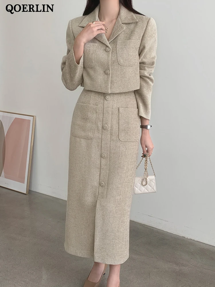 QOERLIN Elegant 2 Piece Sets Womens Outfits Tweed Skirt and Blazer Suits Stylilsh Short Jacket Coat High Waist Back Zipper Skirt
QOERLIN Elegant 2 Piece Sets Womens Outfits Tweed Skirt and Blazer Suits Stylilsh Short Jacket Coat High Waist Back Zipper Skirt