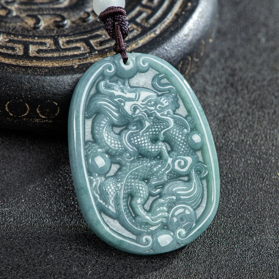TIMESWIND Blue Natural A-type Jade Zodiac Dragon Playing Beads Coin Pendant Wealth Men Necklace with Certificate
TIMESWIND Blue Natural A-type Jade Zodiac Dragon Playing Beads Coin Pendant Wealth Men Necklace with Certificate