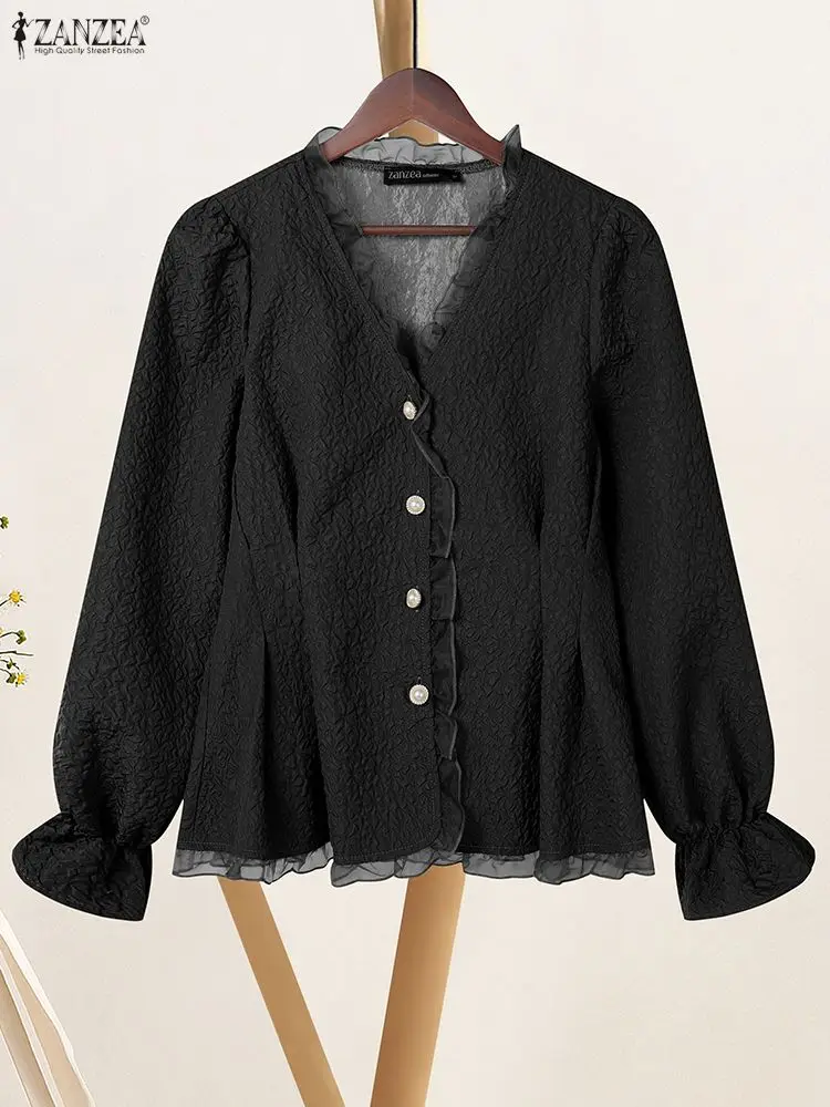 2025 ZANZEA Autumn Lace Patchwork Shirt Women Elegant V Neck Long Sleeve Tops Tunic Ruffled Blusas Stylish Office Work Blouse
2025 ZANZEA Autumn Lace Patchwork Shirt Women Elegant V Neck Long Sleeve Tops Tunic Ruffled Blusas Stylish Office Work Blouse