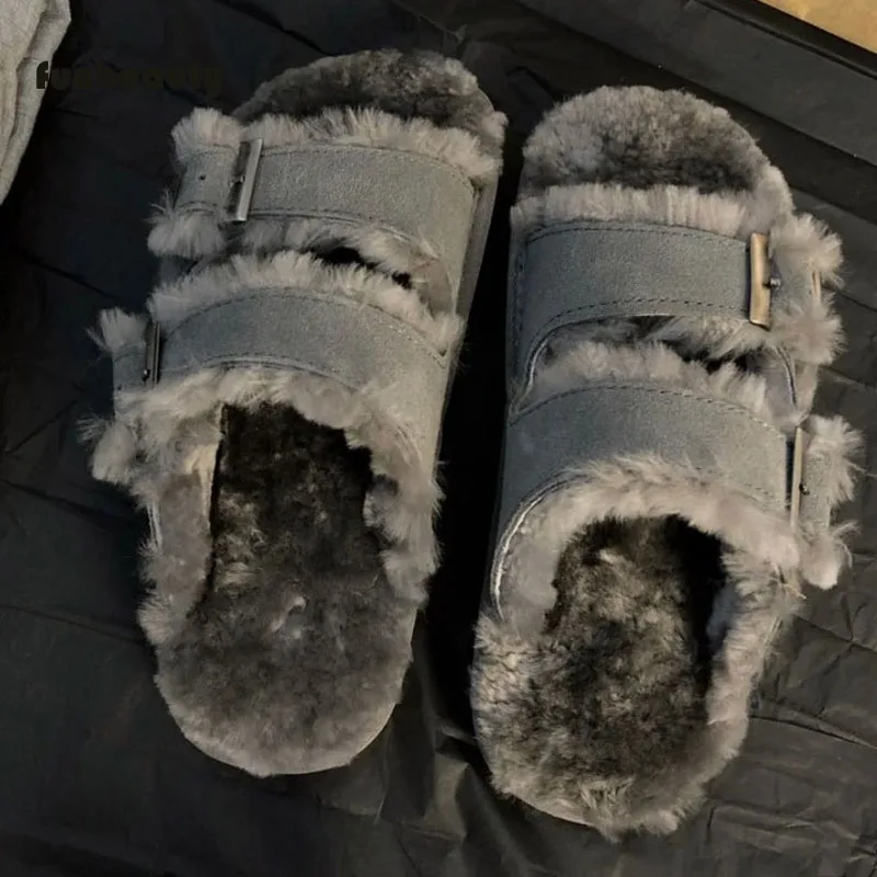 Fashionable Warm Hairy Boken Slippers Velvet Thick Bottom Women's Shoes Autumn and Winter One Button Casual Cotton Slippers
Fashionable Warm Hairy Boken Slippers Velvet Thick Bottom Women's Shoes Autumn and Winter One Button Casual Cotton Slippers