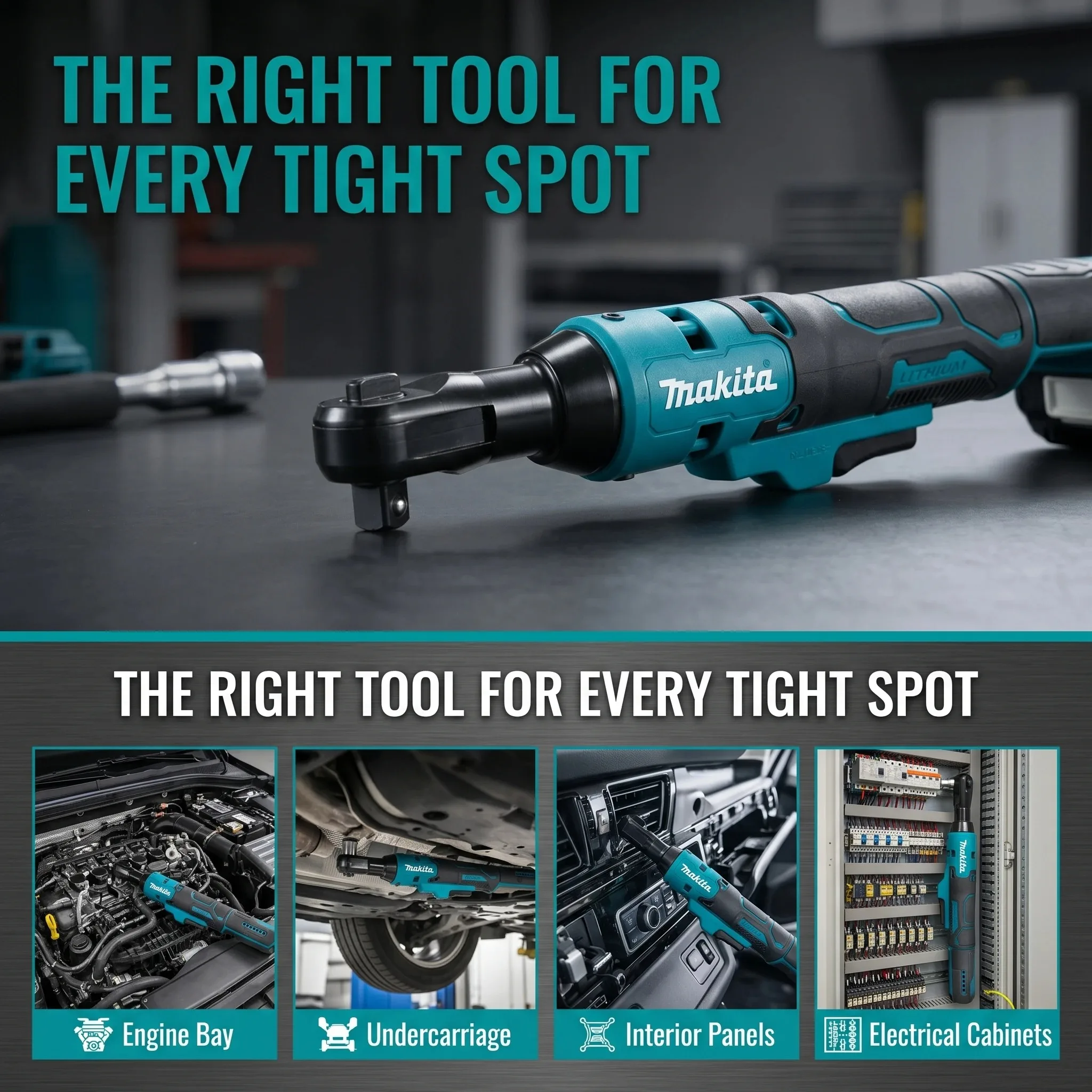 Makita 18V LXT Cordless Ratchet Wrench DWR180Z Square Drive Hand Tool For Car Chassis Service And Daily Brake System Repair Work
Makita 18V LXT Cordless Ratchet Wrench DWR180Z Square Drive Hand Tool For Car Chassis Service And Daily Brake System Repair Work