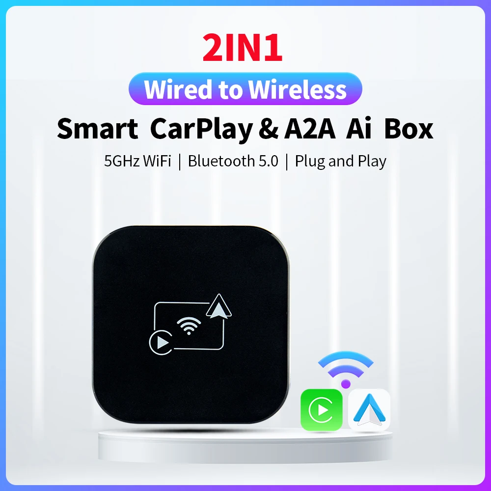 Smart CarPlay Box 2in1 Wireless Android Auto Adapter For Toyota Mazda Nissan Camry Suzuki Subaru Citroen Audi Mercedes Kia Ford
Smart CarPlay Box 2in1 Wireless Android Auto Adapter For Toyota Mazda Nissan Camry Suzuki Subaru Citroen Audi Mercedes Kia Ford