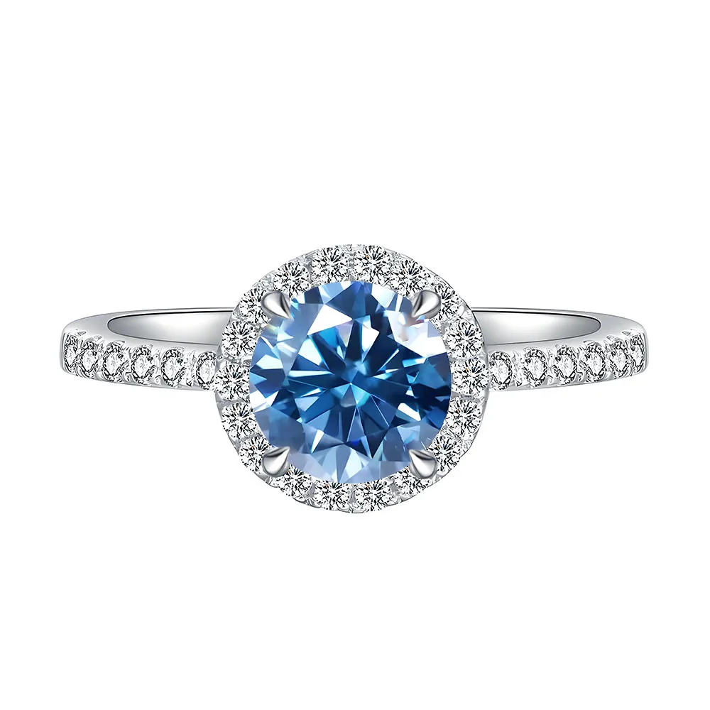 New round royal blue high carbon diamond s925 silver ring European and American personalized engagement diamond ring
New round royal blue high carbon diamond s925 silver ring European and American personalized engagement diamond ring