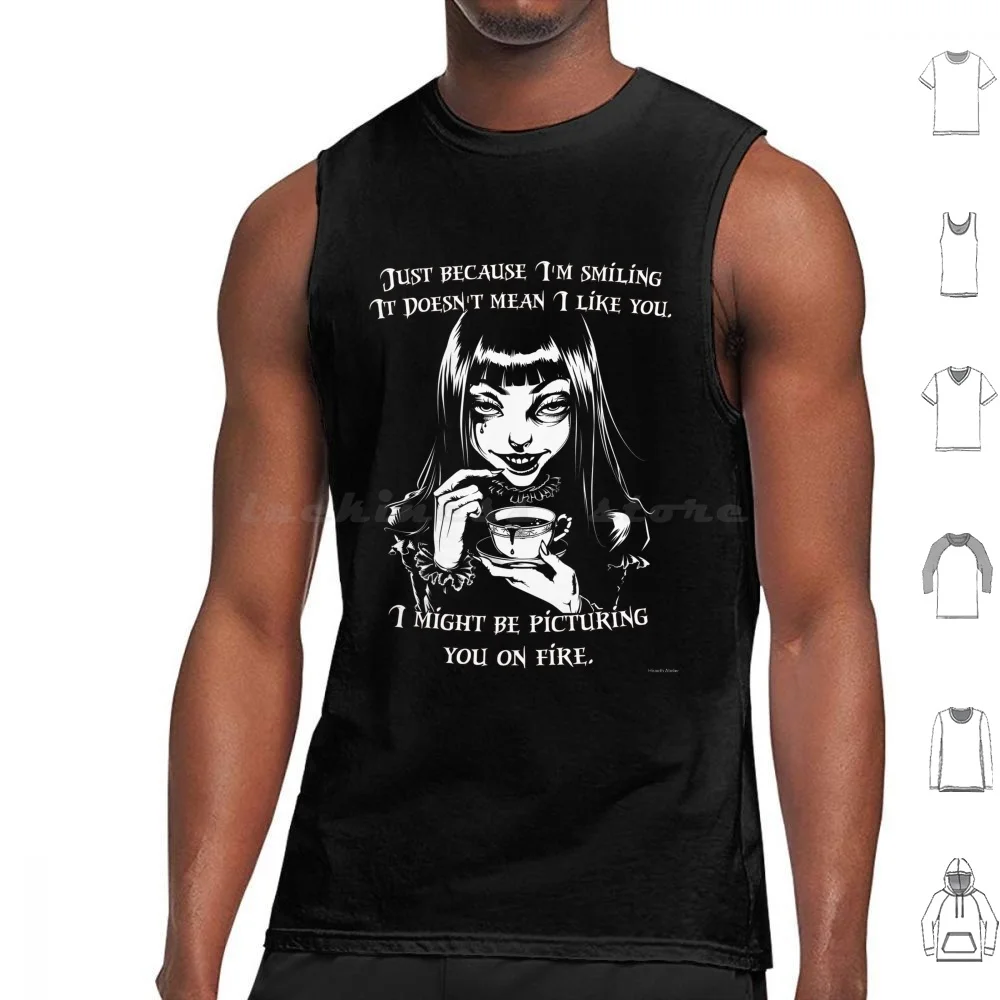 Just Because I'm Smiling Doesn't Mean I Like You Tank Tops Vest Sleeveless Goth Gothic Go Away Smiling Sardonic Sarcastic
Just Because I'm Smiling Doesn't Mean I Like You Tank Tops Vest Sleeveless Goth Gothic Go Away Smiling Sardonic Sarcastic