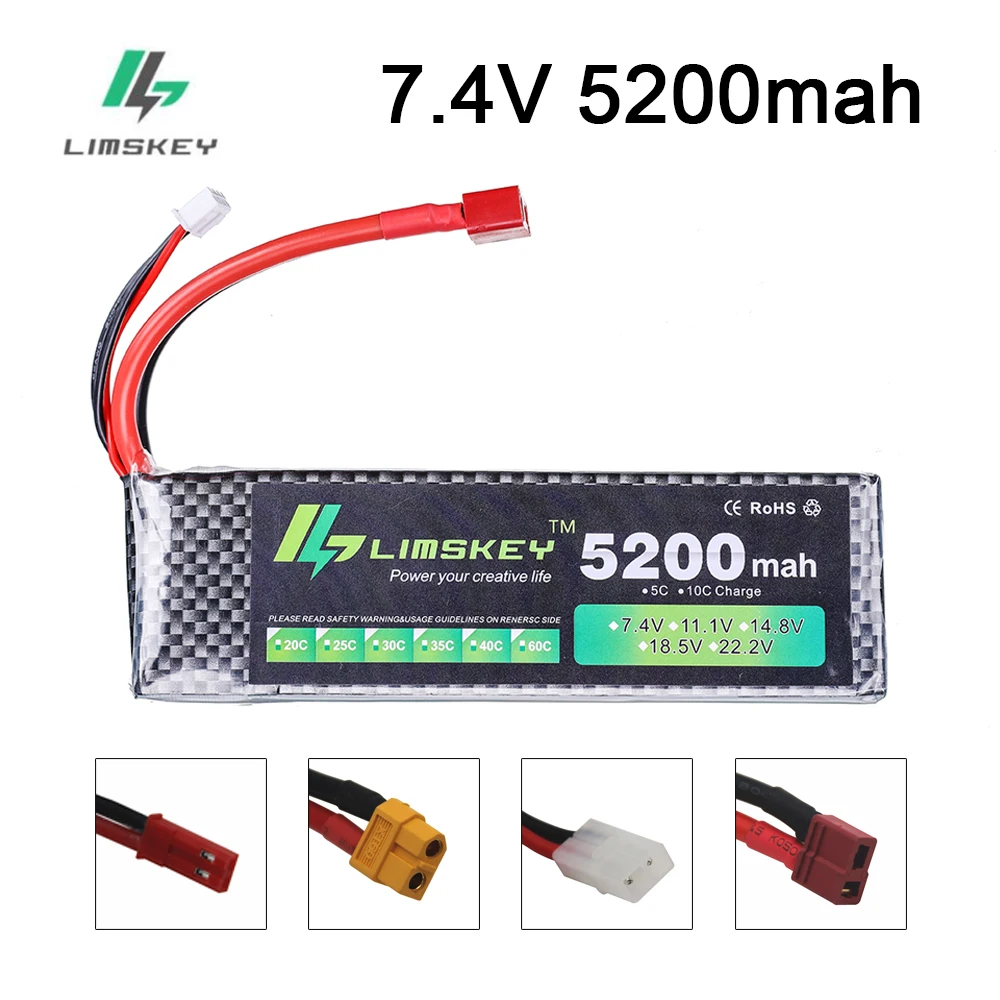 Limskey Power battery 7.4V 5200mAh Battery 30C RC toys Battery For Rc Helicopter Quadcopter Drone RC Car Boat 2S 7.4 v 5200 mah
Limskey Power battery 7.4V 5200mAh Battery 30C RC toys Battery For Rc Helicopter Quadcopter Drone RC Car Boat 2S 7.4 v 5200 mah
