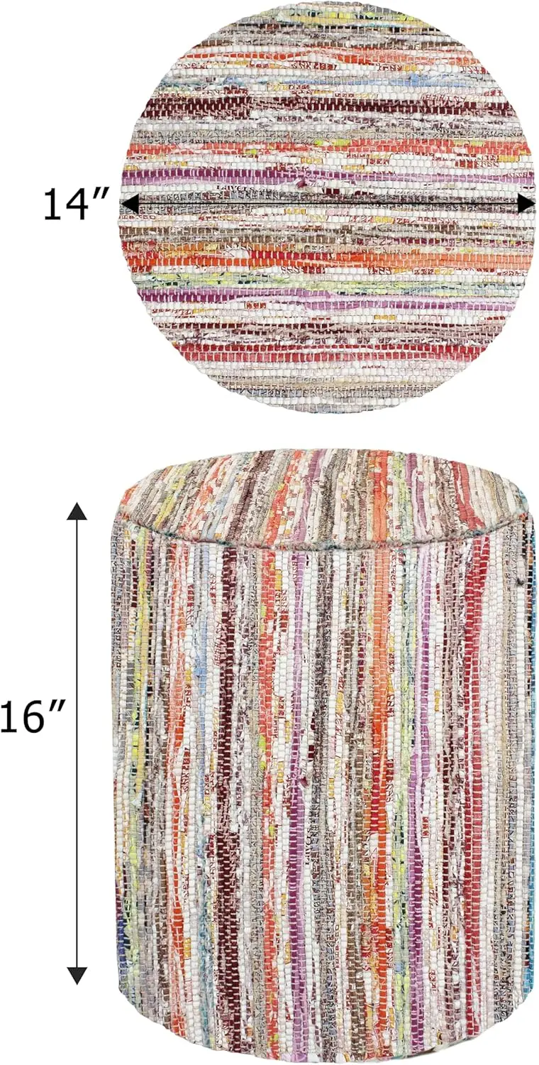 Круглый пуф Cotton Craft - Тканый хлопковый пуф Chindi с цилиндрической начинкой - Табурет для ног в стиле бохо - Напольный пуф - Подставка для ног - Акцент
Круглый пуф Cotton Craft - Тканый хлопковый пуф Chindi с цилиндрической начинкой - Табурет для ног в стиле бохо - Напольный пуф - Подставка для ног - Акцент