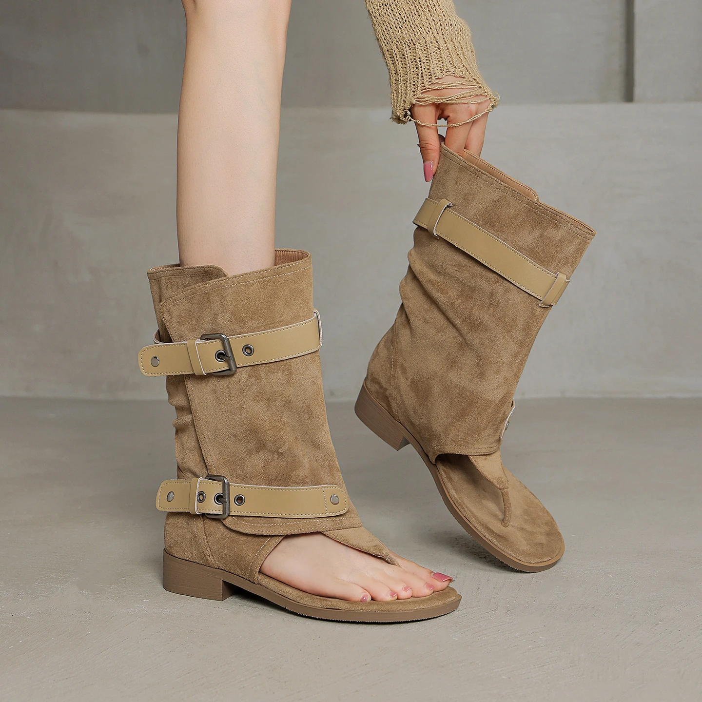 Genuine Leather Cowhide Suede Women's Sandals,Slide Boots High Top Clip Toe Open Toe Roman Women Shoes
Genuine Leather Cowhide Suede Women's Sandals,Slide Boots High Top Clip Toe Open Toe Roman Women Shoes