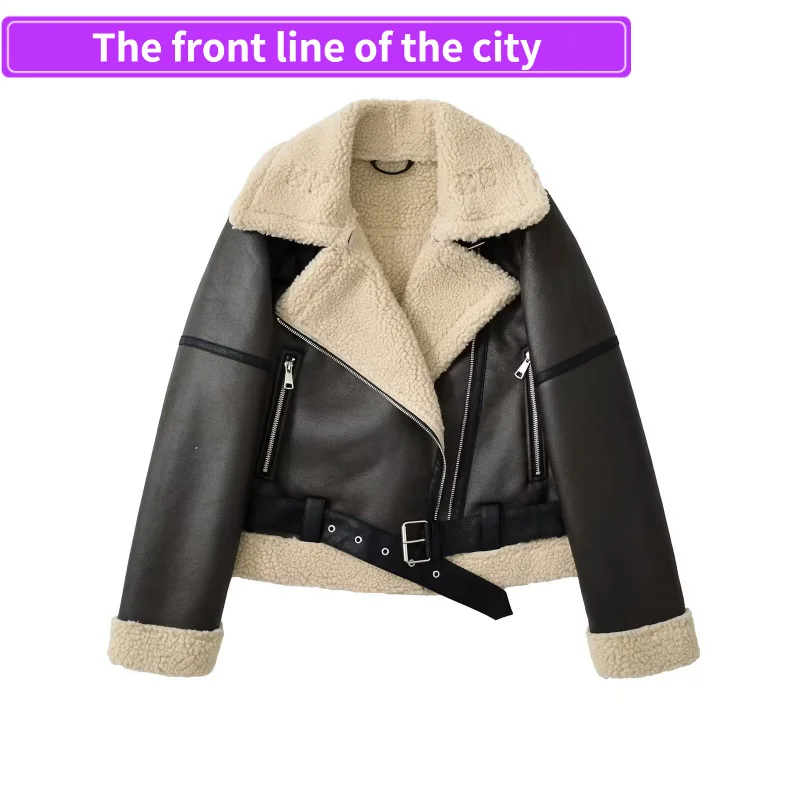 Faionable Loose Leather Jaet Women's Autumn Winter Trendy Sle kets Zipper Sve Long Fur Collar Adult Ceremony
Faionable Loose Leather Jaet Women's Autumn Winter Trendy Sle kets Zipper Sve Long Fur Collar Adult Ceremony