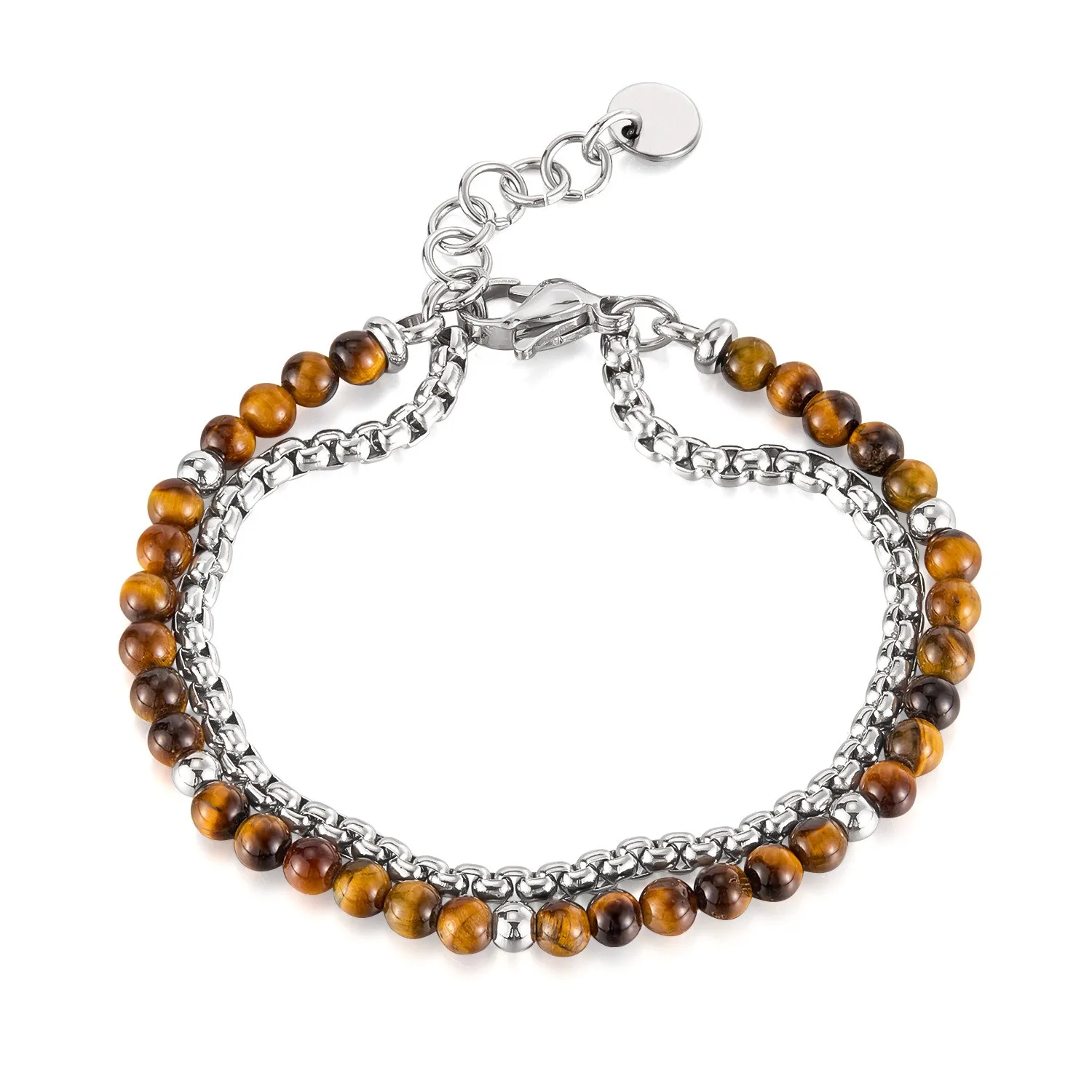 Creative Bracelet Made of Stainless Steel Tiger Eye Stone, Double Layered, African Pine Titanium Steel for Men and Women
Creative Bracelet Made of Stainless Steel Tiger Eye Stone, Double Layered, African Pine Titanium Steel for Men and Women