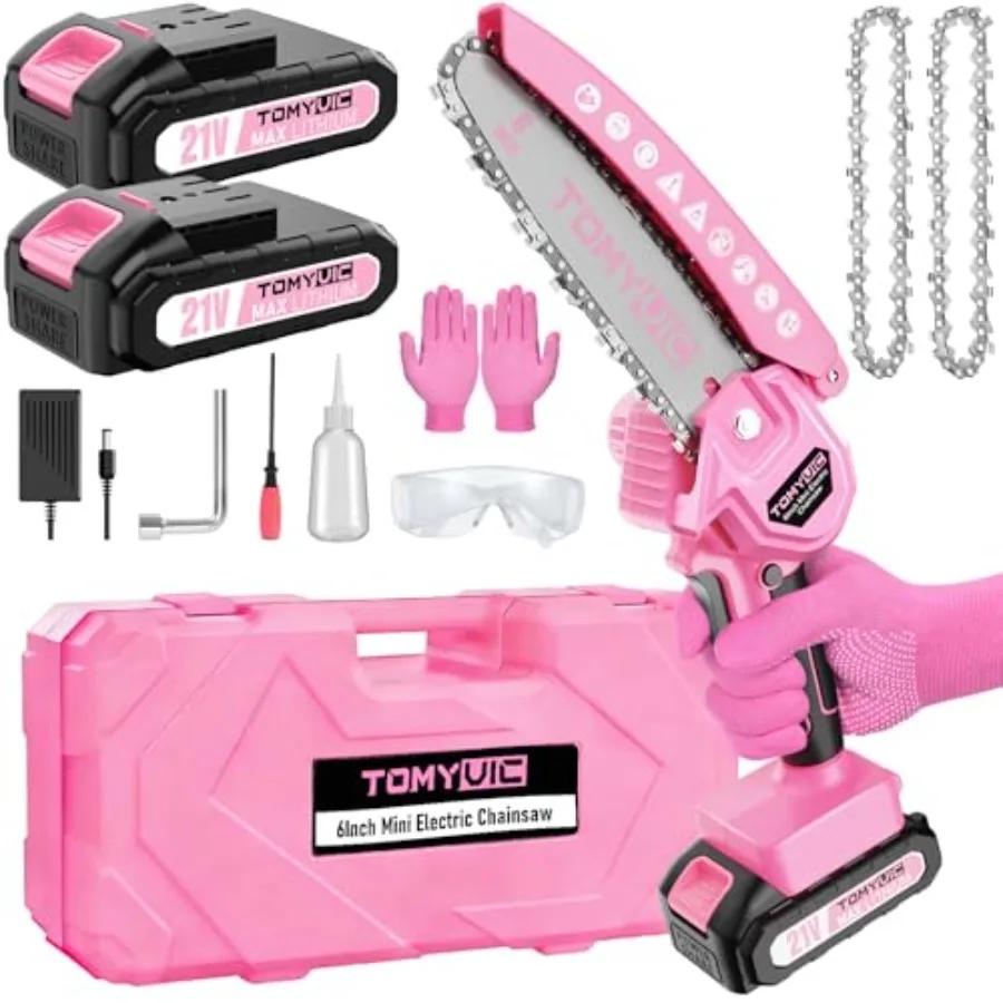 Mini Chainsaw for tree trimming and wood cutting pink 6-inch cordless electric handheld chainsaw with 21V lithium battery light
Mini Chainsaw for tree trimming and wood cutting pink 6-inch cordless electric handheld chainsaw with 21V lithium battery light