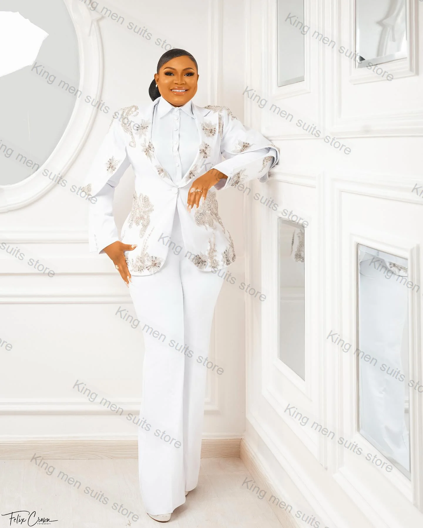 Wedding White Crystals Women Suit Pants Set 2 Pcs Blazer+Pants Customized Formal Office Lady Jacket Party Tuxedos Prom Coat
Wedding White Crystals Women Suit Pants Set 2 Pcs Blazer+Pants Customized Formal Office Lady Jacket Party Tuxedos Prom Coat