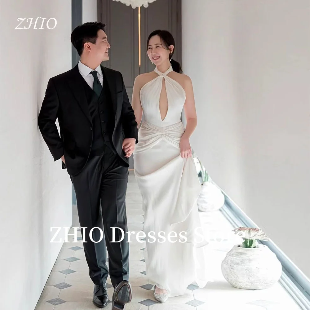 ZHIO Elegant Wedding Party Dress Halter Cut Out Backless Pleat Floor Length Formal Occasion Gown Korea Photo Shoot Customized
ZHIO Elegant Wedding Party Dress Halter Cut Out Backless Pleat Floor Length Formal Occasion Gown Korea Photo Shoot Customized