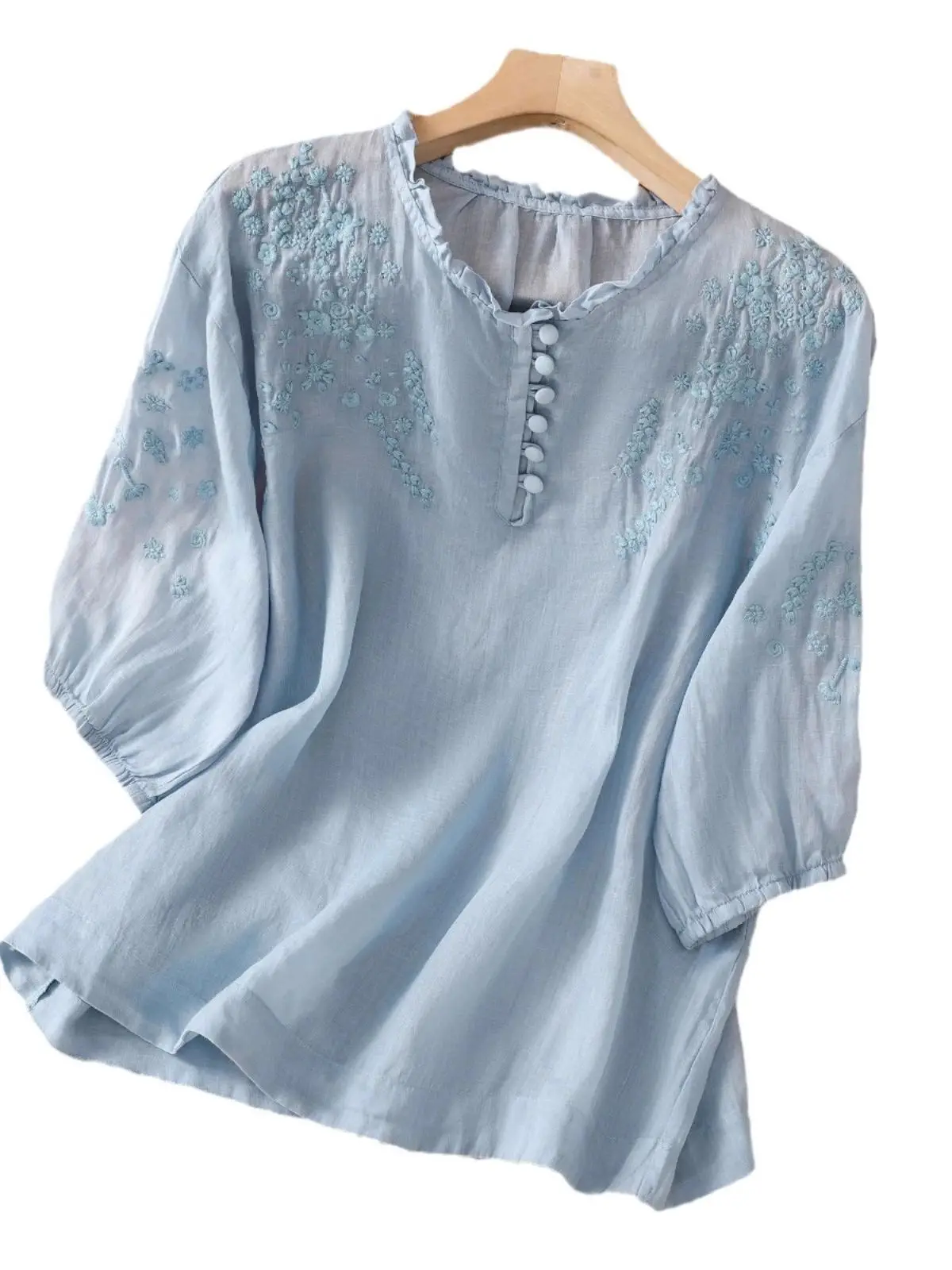 Ele ort Sve Cotton Linen Blend T-irt for Women with Embroidered Lace Trim Lightweight Summer Top for Mothers
Ele ort Sve Cotton Linen Blend T-irt for Women with Embroidered Lace Trim Lightweight Summer Top for Mothers