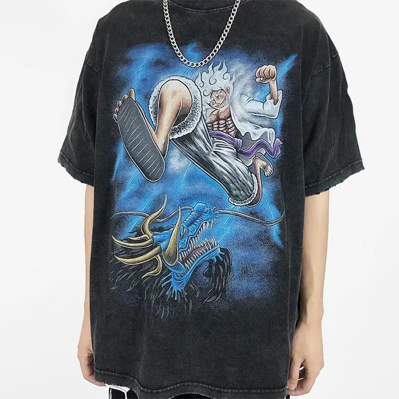 2025 Hot BANDAI Cotton Anime ONE PIECE ONE PIECE Luffy Sun God Nika Print Retro Old Short-sleeved T-shirt for Men and Women
2025 Hot BANDAI Cotton Anime ONE PIECE ONE PIECE Luffy Sun God Nika Print Retro Old Short-sleeved T-shirt for Men and Women