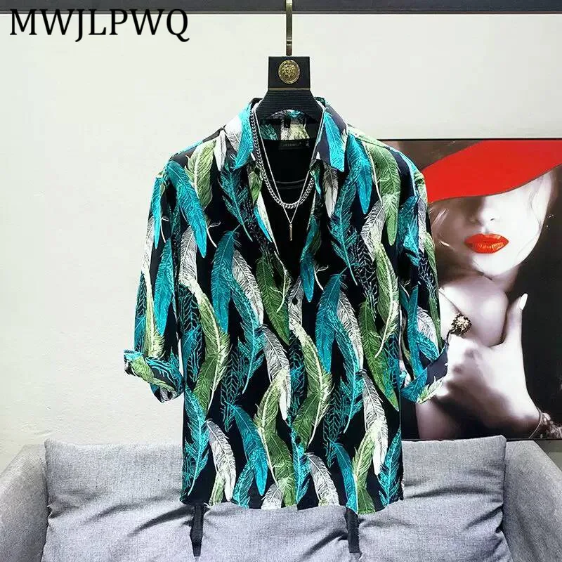 MWJLPWQ High-End Colorful Feather Print Shirt For Men Summer Floral Cool Lightweight Versatile Short Sleeve Chic Tops 16311
MWJLPWQ High-End Colorful Feather Print Shirt For Men Summer Floral Cool Lightweight Versatile Short Sleeve Chic Tops 16311