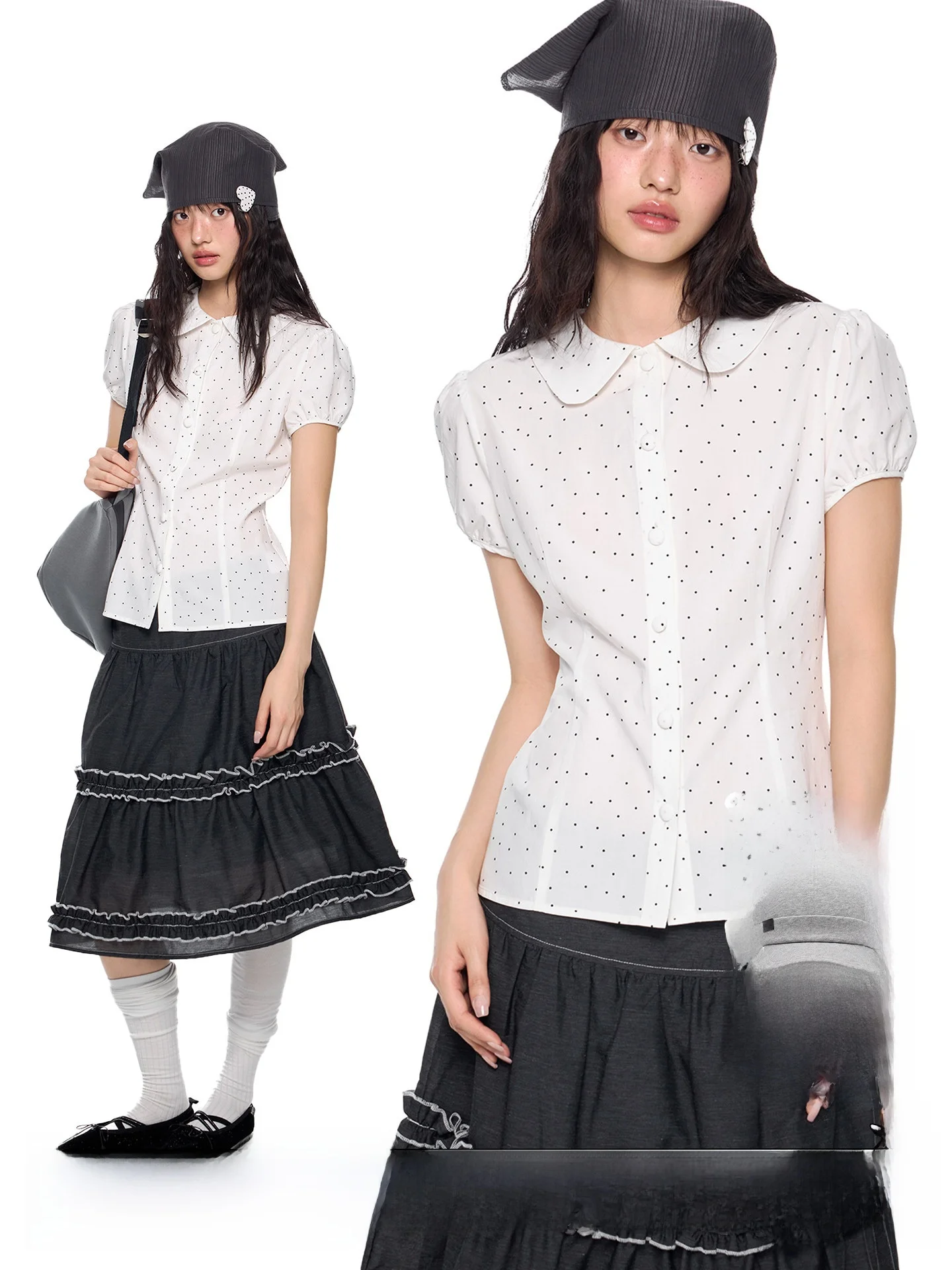 EZEK Polka Dot Bubble Sleeve Shirt Short Sleeve Women Summer Casual Waist Cinched Slimming Sweet T Shirt Top Doll Collar
EZEK Polka Dot Bubble Sleeve Shirt Short Sleeve Women Summer Casual Waist Cinched Slimming Sweet T Shirt Top Doll Collar